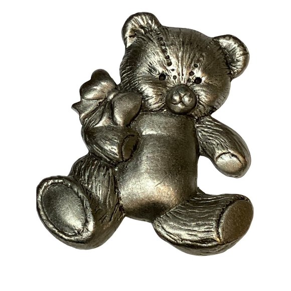 Teddy Bear Pewter Jewelry Pin Brooch Vintage - Picture 2 of 9